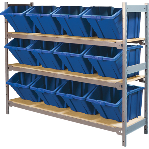 RL985 &eacute;tag&egrave;res larges avec bacs g&eacute;ants en plastique, Acier, Sans boulons, Capacit&eacute; 800 lb, 66" la x 60" h x 18" p