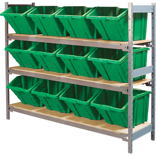 RL986 &eacute;tag&egrave;res larges avec bacs g&eacute;ants en plastique, Acier, Sans boulons, Capacit&eacute; 800 lb, 66" la x 60" h x 18" p