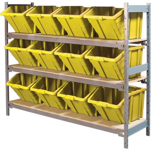 RL987 &eacute;tag&egrave;res larges avec bacs g&eacute;ants en plastique, Acier, Sans boulons, Capacit&eacute; 800 lb, 66" la x 60" h x 18" p