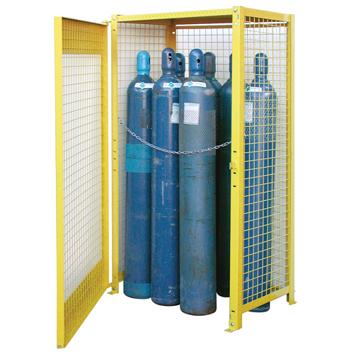 SAF837 Armoires pour cylindres &agrave; gaz, nbre de bouteilles: 10, 44" , 30" , 74" , Jaune