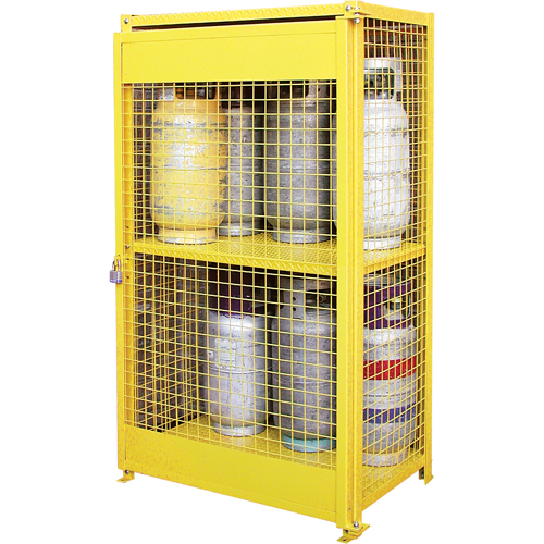 SAF847 Gas Cylinder Cabinets, 12 Cylinder Capacity, 44" W x 30" D x 74" H, Yellow