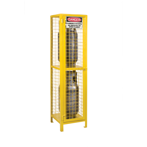 SEB838 Gas Cylinder Cabinets, 2 Cylinder Capacity, 17" W x 17" D x 69" H, Yellow