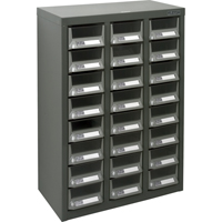 KPC-400 Parts Cabinet, Galvanized Steel, 24 Drawers, 17-3/10" x 8-7/10" x 25-3/5", Grey CA891 | KLETON