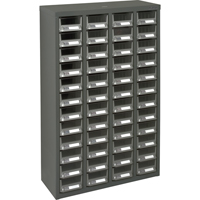 KPC-400 Parts Cabinet, Galvanized Steel, 48 Drawers, 22-3/5" x 8-7/10" x 36-9/10", Grey CA892 | KLETON