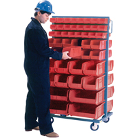 CB090 Support mobile deux c&ocirc;t&eacute;s pour bacs, &agrave; deux c&ocirc;t&eacute;s, 96 bacs, 36" la x 24" p x 63" h