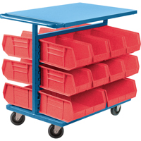 CB367 Chariot &agrave; bacs avec bacs, &agrave; deux c&ocirc;t&eacute;s, 20 bacs, 24" la x 38-1/2" p x 36-1/2" h
