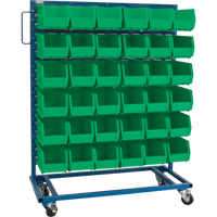 Single-Sided Mobile Bin Rack, Single-sided, 36 bins, 36" W x 16" D x 46-1/2" H CB681 | KLETON