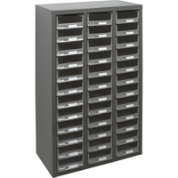 KPC-100 Parts Cabinet, Galvanized Steel, 36 Drawers, 23" x 11-2/5" x 36-9/10", Grey CF285 | KLETON