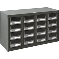 KPC-400 Parts Cabinet, Galvanized Steel, 16 Drawers, 23-1/10" x 8-7/10" x 13-4/5", Grey CF298 | KLETON