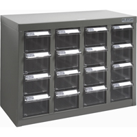 KPC-500 Parts Cabinet, Galvanized Steel, 16 Drawers, 18-3/10" x 8-7/10" x 13-4/5", Grey CF305 | KLETON