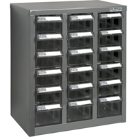 KPC-600 Parts Cabinet, Galvanized Steel, 18 Drawers, 13-9/10" x 8-7/10" x 16-3/10", Grey CF311 | KLETON