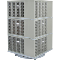CF406 Heavy-Duty Industrial Carousel Drawer Cabinet, Steel, 240 Drawers, 27" W x 27" D x 48" H, Grey