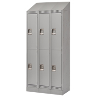 Lockers, 2 -tier, Bank of 3, 36" x 18" x 86", Steel, Grey, Knocked Down FL410 | KLETON