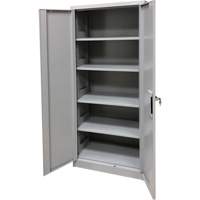 FN425 Storage Cabinet, Steel, 4 Shelves, 66" H x 30" W x 15" D, Grey