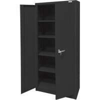 FN702 Storage Cabinet, Steel, 4 Shelves, 66" H x 30" W x 15" D, Black