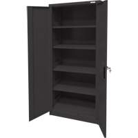 FN702 Storage Cabinet, Steel, 4 Shelves, 66" H x 30" W x 15" D, Black