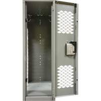 FN865 Casiers ventil&eacute;s, 2 niveaux, Bloc de 3, 36" x 18" x 88", Acier, Gris, D&eacute;mont&eacute;, Perfor&eacute;