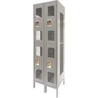 FN822 Casiers ventil&eacute;s, 2 niveaux, Bloc de 2, 24" x 18" x 78", Acier, Gris, D&eacute;mont&eacute;, Perfor&eacute;