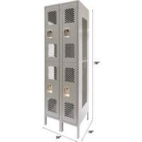 FN822 Casiers ventil&eacute;s, 2 niveaux, Bloc de 2, 24" x 18" x 78", Acier, Gris, D&eacute;mont&eacute;, Perfor&eacute;