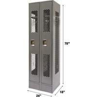 FN849 Casiers ventil&eacute;s, Bloc de 2, 24" x 18" x 78", Acier, Gris, D&eacute;mont&eacute;, Perfor&eacute;