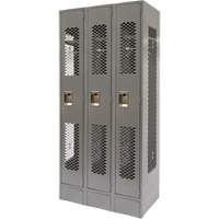 FN850 Casiers ventil&eacute;s, Bloc de 3, 36" x 18" x 78", Acier, Gris, D&eacute;mont&eacute;, Perfor&eacute;