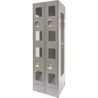 FN852 Casiers ventil&eacute;s, 2 niveaux, Bloc de 2, 24" x 18" x 78", Acier, Gris, D&eacute;mont&eacute;, Perfor&eacute;