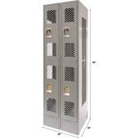 FN852 Casiers ventil&eacute;s, 2 niveaux, Bloc de 2, 24" x 18" x 78", Acier, Gris, D&eacute;mont&eacute;, Perfor&eacute;