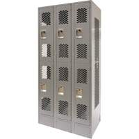 FN853 Casiers ventil&eacute;s, 2 niveaux, Bloc de 3, 36" x 18" x 78", Acier, Gris, D&eacute;mont&eacute;, Perfor&eacute;