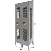 FN855 Casiers ventil&eacute;s, Bloc de 2, 24" x 18" x 88", Acier, Gris, D&eacute;mont&eacute;, Perfor&eacute;