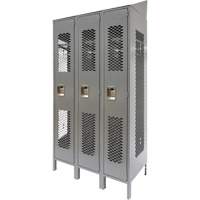 FN856 Casiers ventil&eacute;s, Bloc de 3, 36" x 18" x 88", Acier, Gris, D&eacute;mont&eacute;, Perfor&eacute;