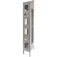 FN857 Casiers ventil&eacute;s, 2 niveaux, 12" x 18" x 88", Acier, Gris, D&eacute;mont&eacute;, Perfor&eacute;