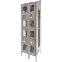 FN858 Casiers ventil&eacute;s, 2 niveaux, Bloc de 2, 24" x 18" x 88", Acier, Gris, D&eacute;mont&eacute;, Perfor&eacute;