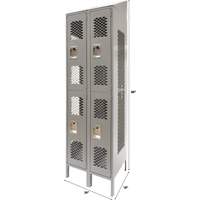 FN858 Casiers ventil&eacute;s, 2 niveaux, Bloc de 2, 24" x 18" x 88", Acier, Gris, D&eacute;mont&eacute;, Perfor&eacute;