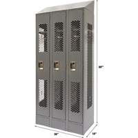 FN862 Casiers ventil&eacute;s, Bloc de 3, 36" x 18" x 88", Acier, Gris, D&eacute;mont&eacute;, Perfor&eacute;