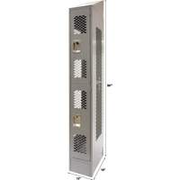 FN863 Casiers ventil&eacute;s, 2 niveaux, 12" x 18" x 88", Acier, Gris, D&eacute;mont&eacute;, Perfor&eacute;