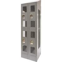 FN864 Casiers ventil&eacute;s, 2 niveaux, Bloc de 2, 24" x 18" x 88", Acier, Gris, D&eacute;mont&eacute;, Perfor&eacute;