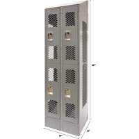 FN864 Casiers ventil&eacute;s, 2 niveaux, Bloc de 2, 24" x 18" x 88", Acier, Gris, D&eacute;mont&eacute;, Perfor&eacute;
