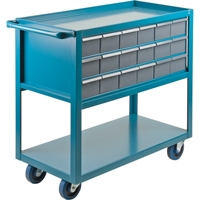 MA245 Chariot &agrave; tablette avec tiroir, 1200 lb Capacit&eacute;, Acier, 18" x la, 35" x ha, 36" p, Roues en Caoutchouc, Enti&egrave;rement soud&eacute;, 18 tirroirs