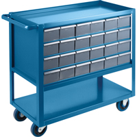 Drawer Shelf Cart, 1200 lbs. Capacity, Steel, 18" x W, 35" x H, 36" D, Rubber Wheels, All-Welded, 24 Drawers MA246 | KLETON
