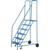 Rolling Step Ladder with Spring-Loaded Front Casters, 6 Steps, 22" Step Width, 55" Platform Height, Steel MA617 | KLETON
