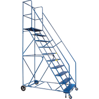 Rolling Step Ladder with Locking Step and Spring-Loaded Front Casters, 10 Steps, 30" Step Width, 89" Platform Height, Steel MA623 | KLETON