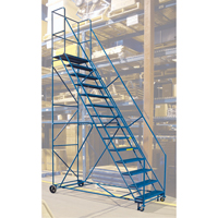 Rolling Step Ladder with Locking Step and Spring-Loaded Front Casters, 14 Steps, 30" Step Width, 128" Platform Height, Steel MA625 | KLETON