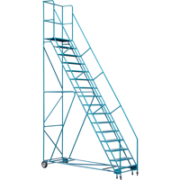 Rolling Step Ladder with Locking Step and Spring-Loaded Front Casters, 16 Steps, 30" Step Width, 144" Platform Height, Steel MA626 | KLETON