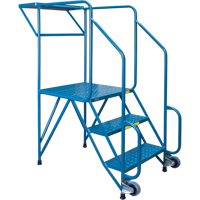 MH212 Mechanics/Maintenance Rolling Ladder, Steel, 3 Steps, 28" Platform Height