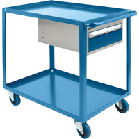 MH255 Chariots &agrave; tablettes avec tiroir, 1200 lb Capacit&eacute;, Acier, 24" x la, 36" x ha, 39" p, Roues en Caoutchouc, Enti&egrave;rement soud&eacute;, 1 tirroirs