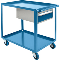 Heavy Duty Shelf Cart with Drawer, 1200 lbs. Capacity, Steel, 24" x W, 36" x H, 39" D, Rubber Wheels, All-Welded, 1 Drawers MH255 | KLETON