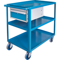 Heavy Duty Shelf Cart with Drawer, 1200 lbs. Capacity, Steel, 24" x W, 36" x H, 36" D, Rubber Wheels, All-Welded, 3 Drawers MH256 | KLETON