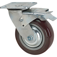Roulette, Pivotant avec frein, 6" (152,4 mm), Polyuréthane, 850 lb (385 kg) MN266 | KLETON