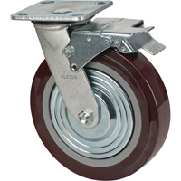 Roulette, Pivotant avec frein, 8" (203,2 mm), Polyuréthane, 1000 lb (453,6 kg) MN267 | KLETON