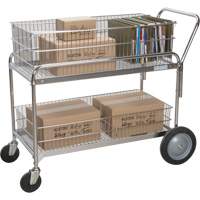 MO843 Chariot de bureau en treillis m&eacute;tallique pour le courrier, 250 lb Capacit&eacute;, Chrome, 23" p x 42" la x 38" h, Chrom&eacute;